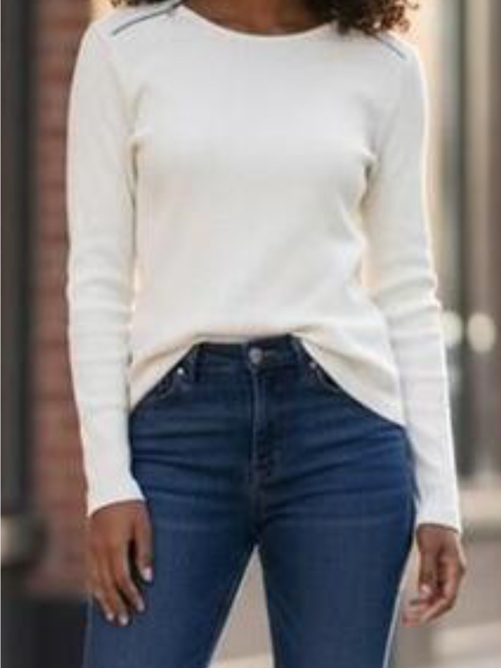 Polo by Ralph Lauren Cream Ribbed Long-Sleeve Knit Top